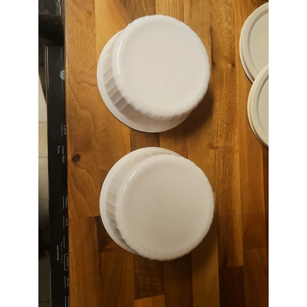 Set Of 2 Vintage Corning Ware French White F-16-B 16oz Casserole Dishes W/ Lids